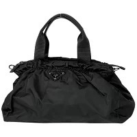 Prada Plate 2way Shoulder Bag Gathered Nero Black